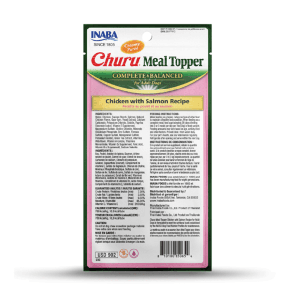 <strong>Inaba</strong> Churu Meal Topper, Alimento Húmedo para Perros, Topper o Saborizante, Pollo y Salmón, 4 tubos de 14 gr - Imagen 2