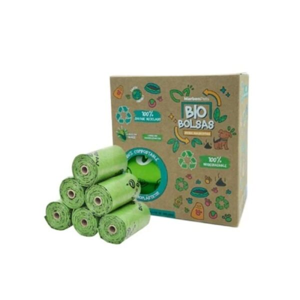 <strong>Marben Pets</strong> Bio Bolsas 100% Biodegradables, Caja con 16 rollos, total de 240 bolsas