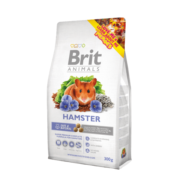 <strong>Brit Animals</strong> Hamster, Alimento Super Premium para Hámsters, Mix de Alfalfa, Granos y Verduras, bolsa de 300 gr