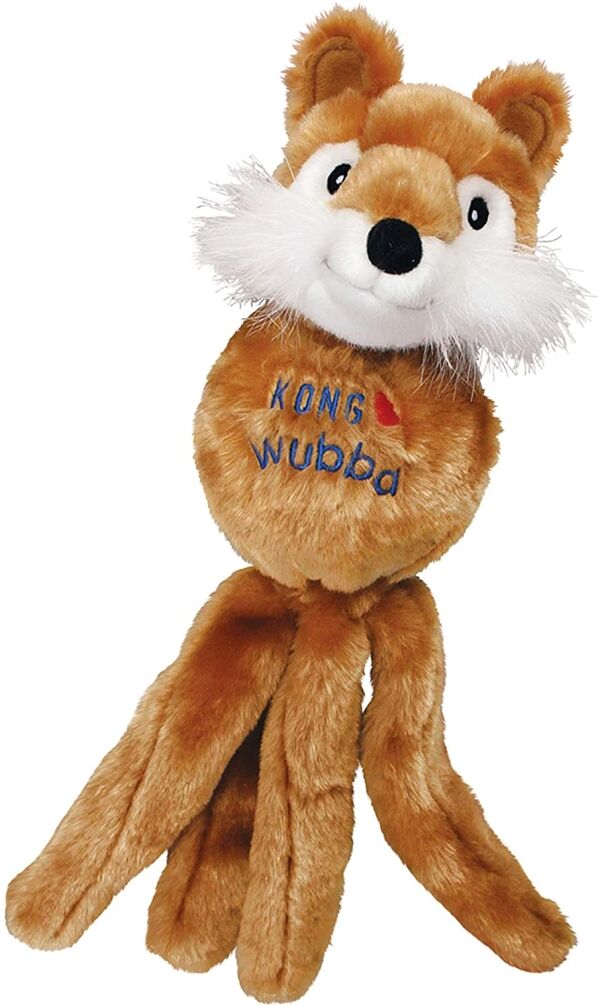 <strong>KONG</strong> Wubba Friends Fox, Zorro de Juguete para Perros con Sonido y Colas Largas, Tamaños S-L