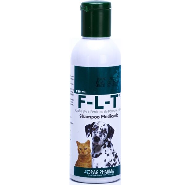 <strong>FLT Shampoo</strong> Antiparasitario y Antiseborreico, Higiene y Control de Parásitos en Perros y Gatos, botella de 150 ml