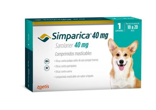 <strong>Simparica</strong> Antiparasitario Externo para Perros, 10-20 kg, 1-3 comprimidos masticables (dosis mensuales)