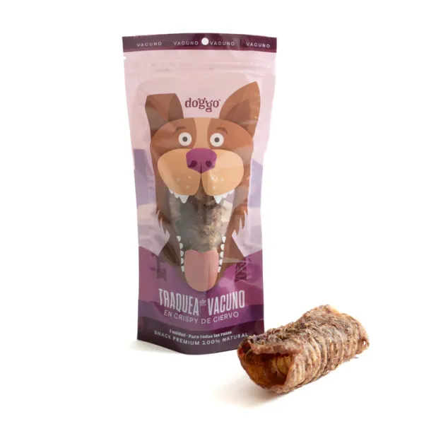 <strong>Doggo</strong> Traquea de Vacuno en Crispy de Ciervo, bolsa de 30 gr, 11 cm largo