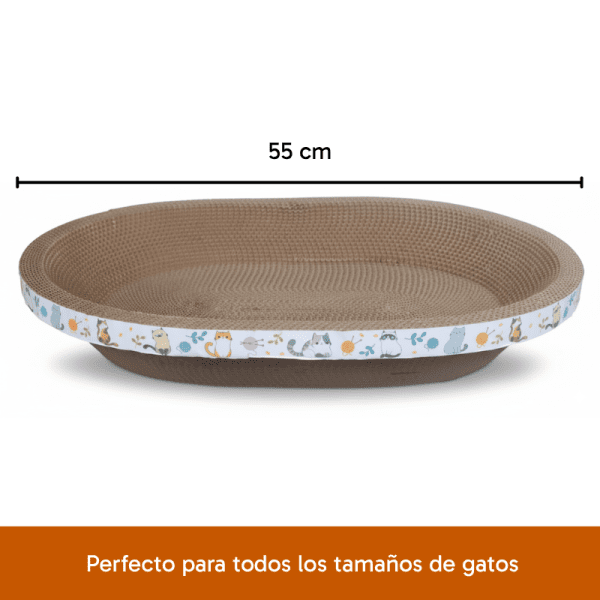 <strong>Guau!</strong> Rascador de Cartón para Gatos Ovalado, Con Catnip, Café con Diseños - Imagen 2