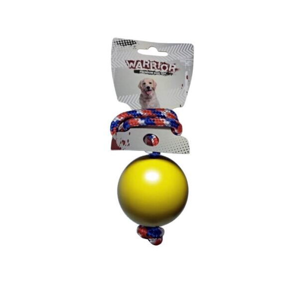 <strong>Warrior</strong> Bola Maciza con Cuerda para Perros, Color Amarillo