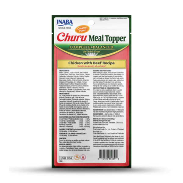 <strong>Inaba</strong> Churu Meal Topper, Alimento Húmedo para Perros, Topper o Saborizante, Pollo y Carne, 4 tubos de 14 gr - Imagen 2