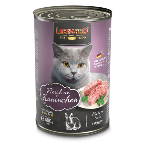 <strong>Leonardo</strong> Quality Selection Rabbit, Alimento Húmedo Monoproteico para Gatos, Conejo, lata de 400 gr