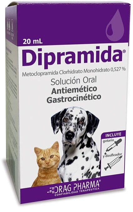 <strong>Dipramida</strong> Solución Oral Anti‑Vómitos y Gastrocinética para Perros y Gatos, frasco de 20 ml