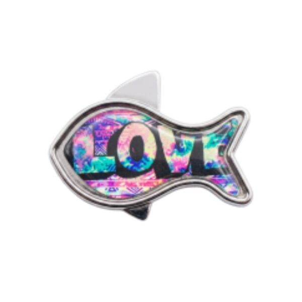 <strong>Universalpet</strong> Placa de identificación para mascotas, Diseño en forma de pez con diseño multicolor