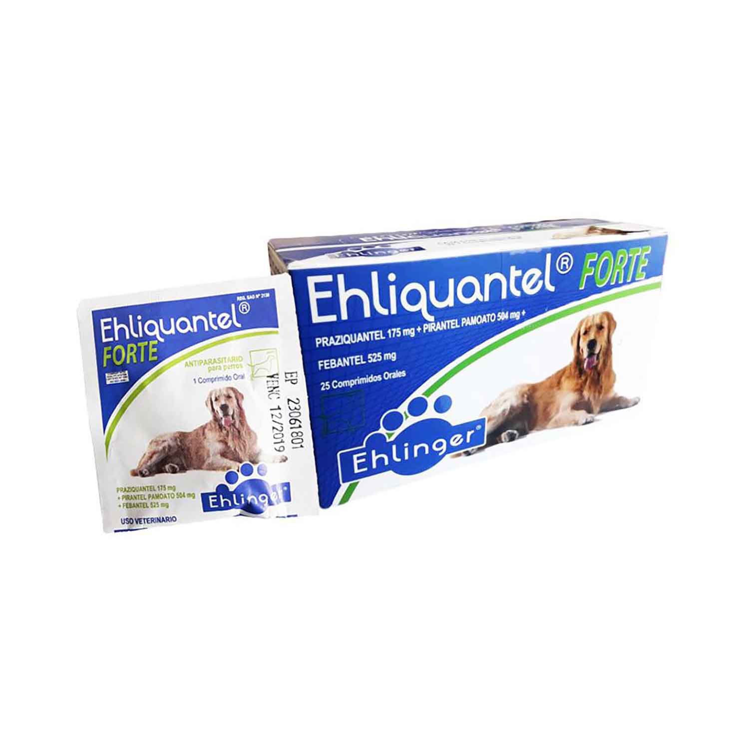 <strong>Ehliquantel</strong> Forte, Antiparasitario Interno para Perros, desde 35 kg, 1 comprimido,  (dosis mensual)