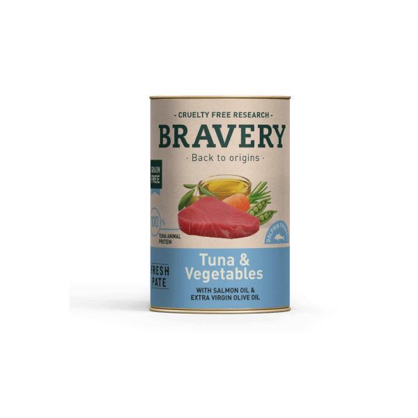 <strong>Bravery</strong> Alimento Húmedo para Perros, Atún y Vegetales, 290 gr, en lata