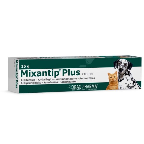 <strong>Mixantip</strong> Plus, Pomada Multiuso Antibiótico, Antiinflamatorio, Antimicótico y Cicatrizante para Perros y Gatos, tubo o pote de 15-50 gr - Imagen 3