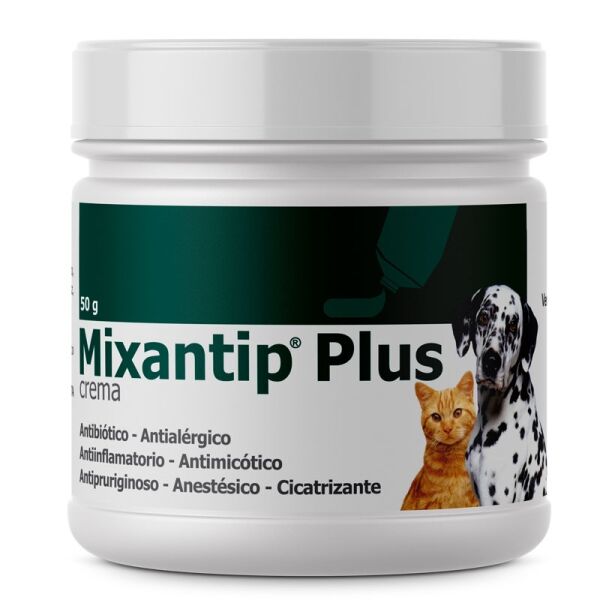 <strong>Mixantip</strong> Plus, Pomada Multiuso Antibiótico, Antiinflamatorio, Antimicótico y Cicatrizante para Perros y Gatos, tubo o pote de 15-50 gr