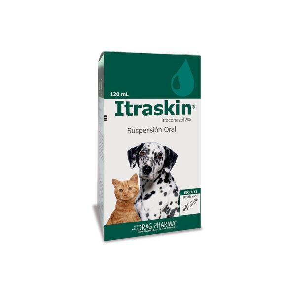 <strong>Itraskin</strong> Suspensión Oral, Tratamiento Antifúngico para Dermatitis en Perros y Dermatofitosis en Gatos, frasco de 120 ml - Imagen 2