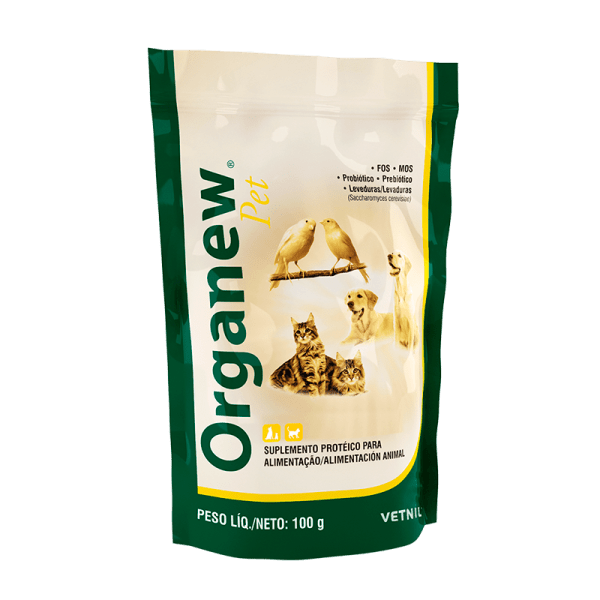 <strong>Organew</strong> Pet, Suplemento Probiótico & Prebiótico para Perros, Gatos y Aves, bolsa de 100 gr