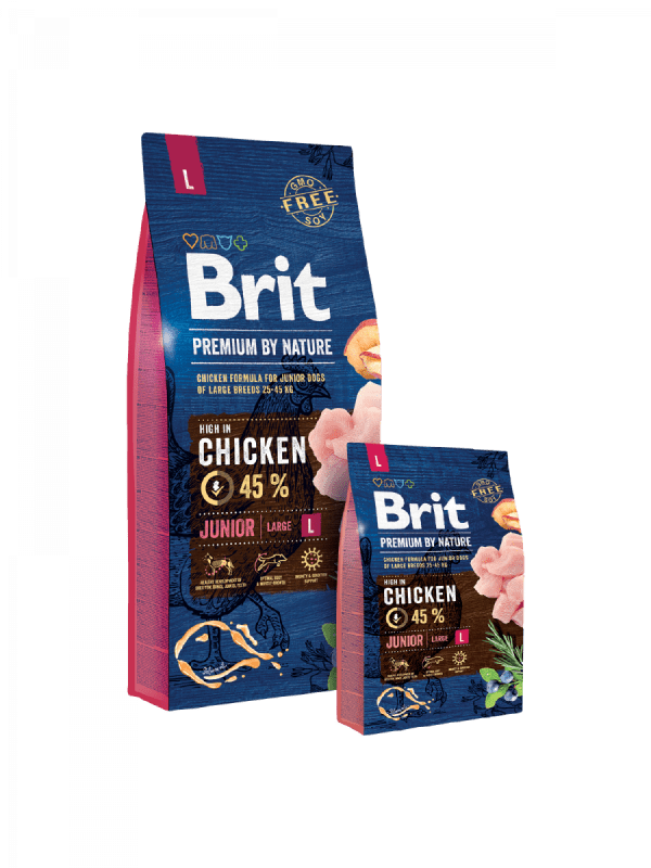 <strong>Brit Premium By Nature</strong> Alimento Seco para Perros, Junior, Raza Grande, Pollo, bolsa de 15 kg