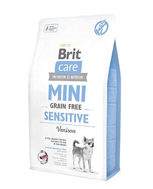 <strong>Brit Care</strong> Mini Grain Free Sensitive, Alimento Seco para Perros, Estómago Delicado, Raza Mini/Pequeña, Venado Libre de Granos, bolsa de 2-7 kg