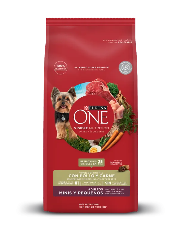 <strong>Purina ONE</strong> Alimento Seco para Perros, Adulto, Raza Mini/Pequeña, Pollo y Carne, bolsa de 2 kg