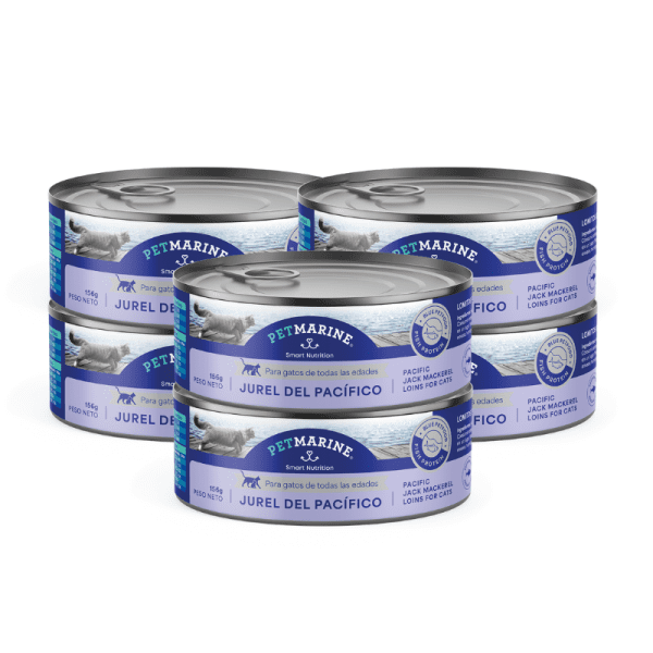 <strong>Pack: Pet Marine</strong> Alimento Húmedo para Gatos, Jurel del Pacífico, 156 gr, 6 unidades, en lata