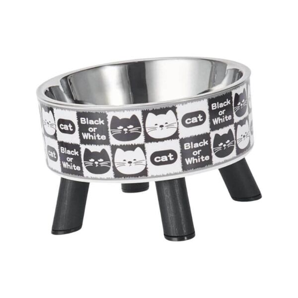 <strong>Wonder Pet</strong> Bowl con Patas Black or White, Comedero elevado de ceramica, 110 ml