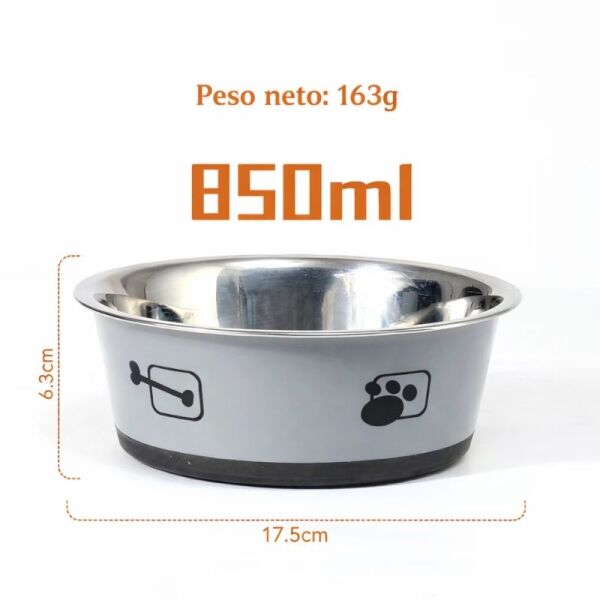 <strong>Guau!</strong> Plato de Acero Inoxidable con Diseño, Celeste, Capacidad 850 ml - Imagen 2
