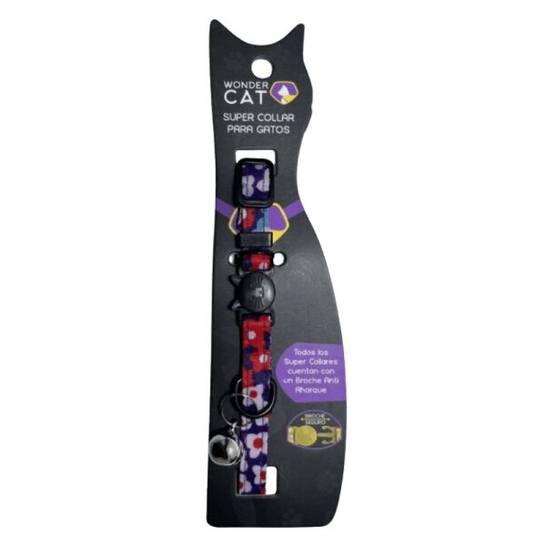 <strong>Wonder Cat</strong> Collar Seguro Anti ahorque para Gatos, Diseño Flor 4 Hojas