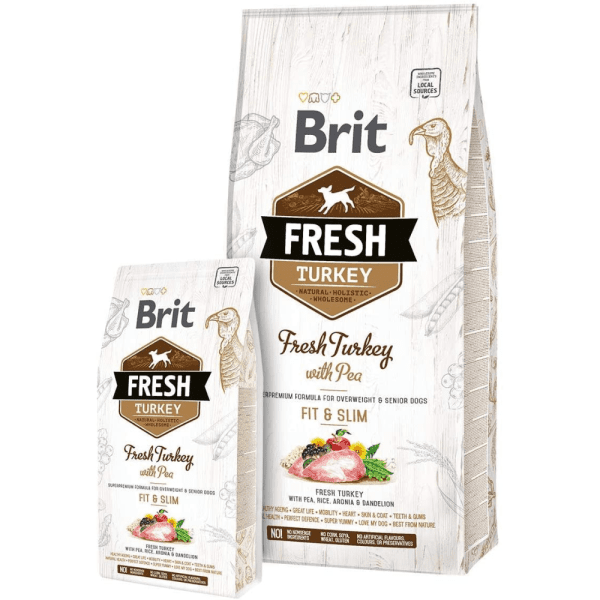 <strong>Brit Fresh</strong> Fit and Slim, Alimento Seco para Perros En forma y Delgados, Adulto, Pavo con Arvejas, bolsa de 2.5-12 kg