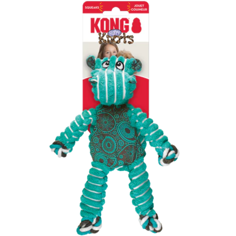 <strong>KONG</strong> Floppy Knots Hippo, Juguete Interactivo con Cuerda Interna en Forma de Hipopótamo