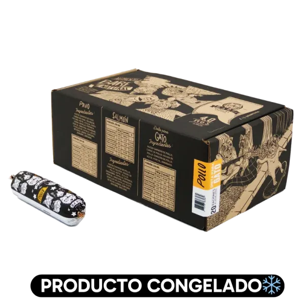 <strong>Barf</strong> Alimento Húmedo Natural Completo para Gatos, Pollo, Caja 4 kg, 20 unidades de 200 gr, en sachet