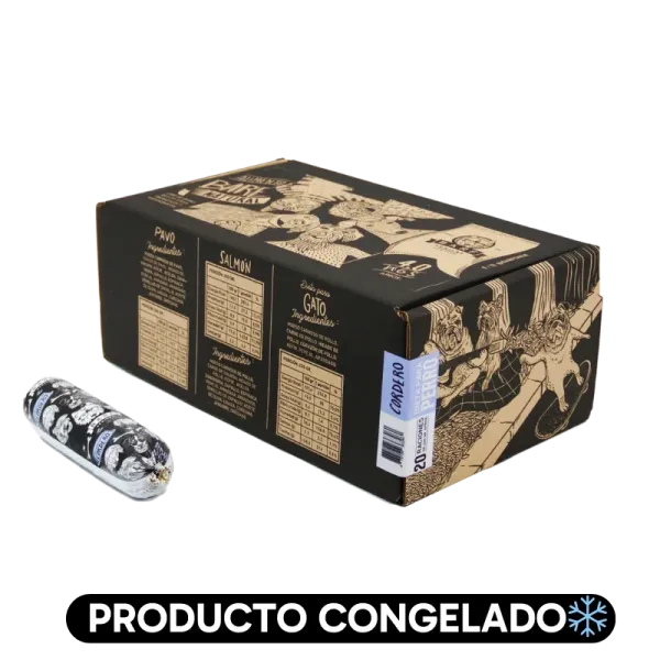 <strong>Barf</strong> Alimento Húmedo Natural Completo para Perros, Cordero, Caja 4 kg, 20 unidades de 200 gr, en sachet