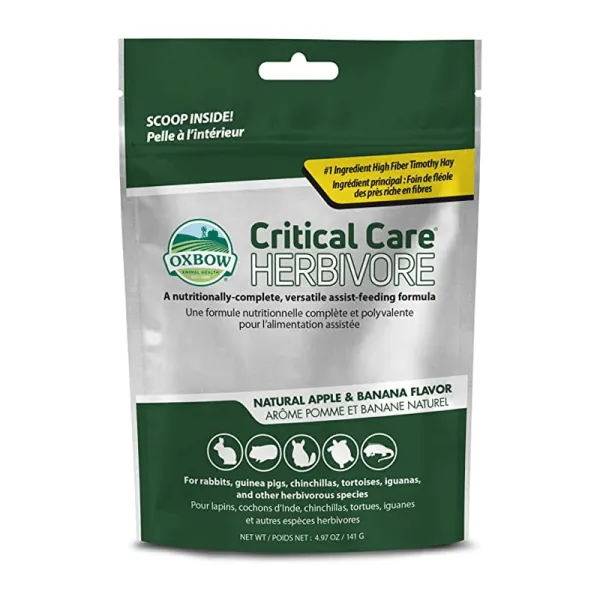 <strong>Oxbow</strong> Critical Care Herbivore, Suplemento Nutricional para Animales Pequeños, Manzana y Banana, bolsa de 141 gr