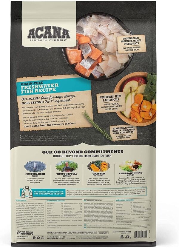 <strong>ACANA</strong> Heritage Freshwater Fish, Alimento Seco Para Perros, Pescado de Aguas Frescas, bolsa de 2-5.9-11.3 kg - Imagen 2