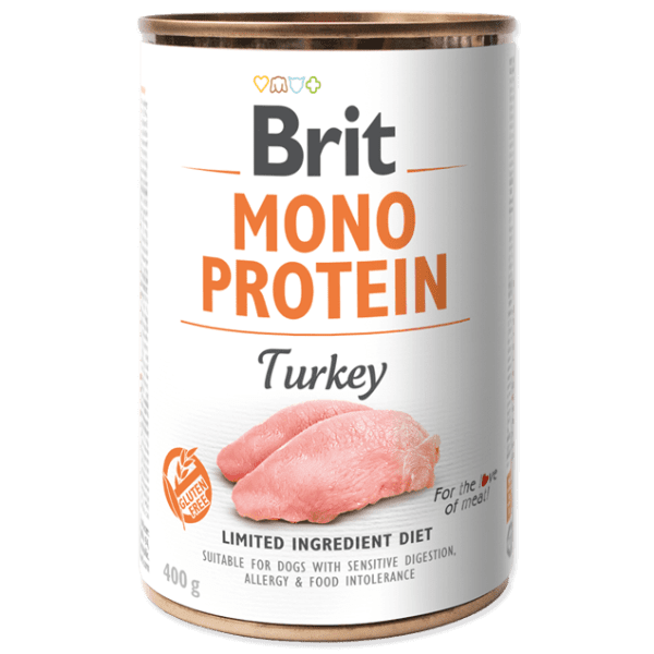 <strong>Brit</strong> Mono Protein Alimento Húmedo para Perros Paté Mono Proteico, Pavo, lata de 400 gr