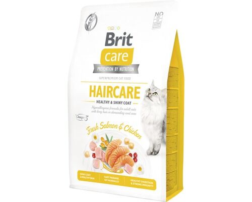 <strong>Brit Care</strong> Cat Grain Free, Haircare Healthy and Shiny Coat, Alimento Seco para Gatos, Cuidado de la Piel y Pelaje Brillante, Libre de Granos, bolsa de 2-7 kg