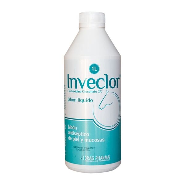 <strong>Inveclor</strong> Jabón Líquido Antiséptico con Clorhexidina para Perros, Gatos y Caballos, Botella de 1 lt