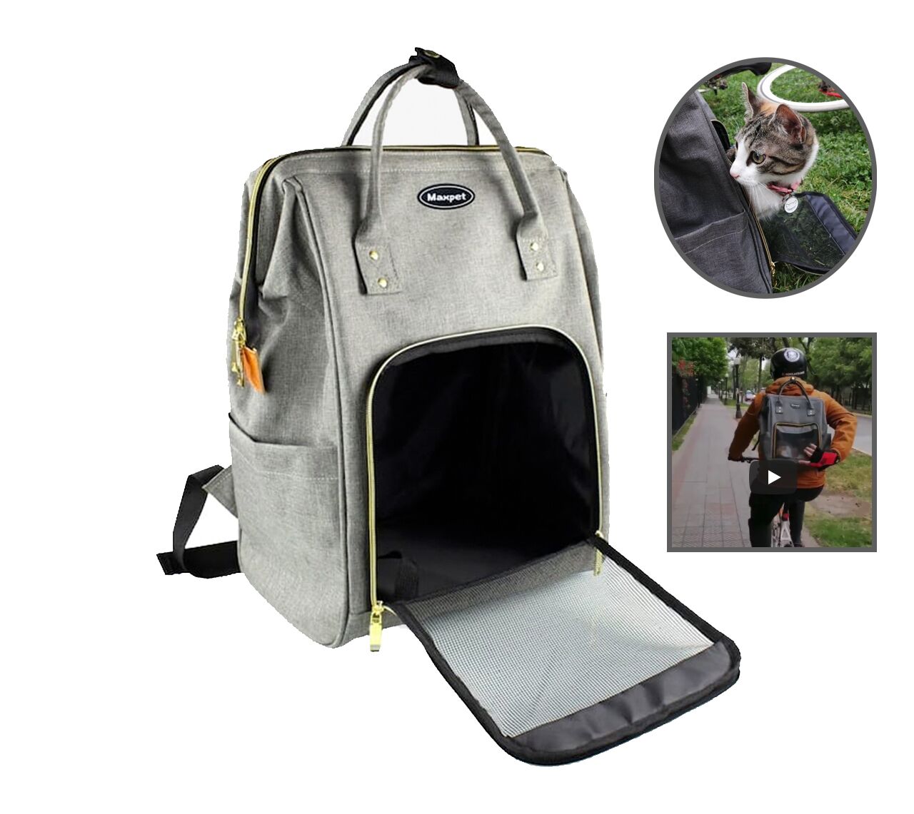 <strong>Maxpet</strong> Mochila BC16, 30x20x43 cm, Color Negro - Imagen 2