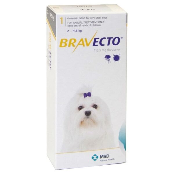 <strong>Bravecto</strong> Antiparasitario Externo para Perros, 2-4.5 kg, 1 comprimido masticable (dosis cubre 3 meses) - Imagen 2
