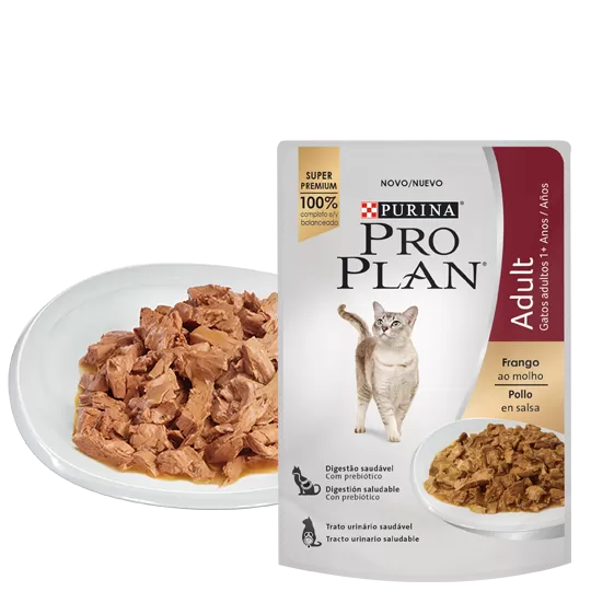 <strong>Purina Pro Plan</strong> Alimento Húmedo para Gatos, Trozos de Pollo en Salsa, pouch de 85 gr