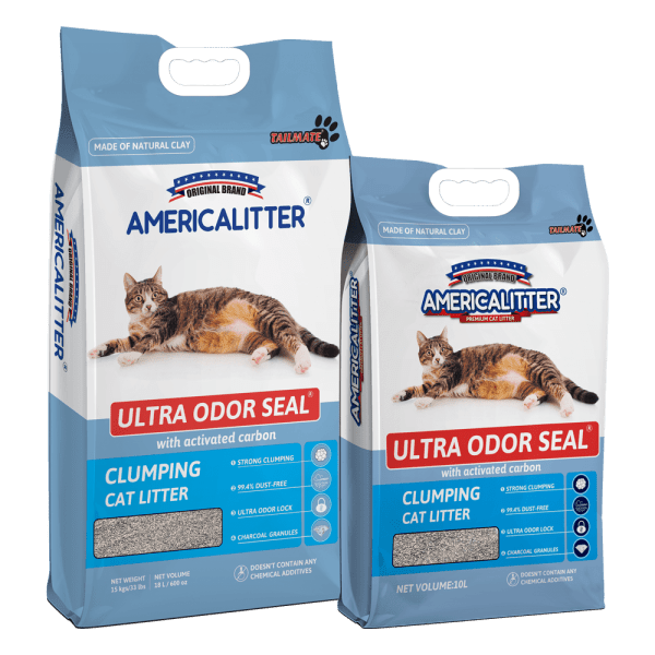 <strong>AmericaLitter</strong> Ultra Odor Seal Arena Sanitaria para Gatos, Bentonita y Carbón Activado, Saco de 7 kg / 10 lt