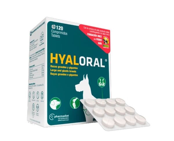 <strong>Hyaloral</strong> Suplemento Nutricional, Desarrollo y Mantenimiento de Articulaciones para Perros Razas Grandes y Gigantes, unidad o caja (dosis cubre 20 kg)