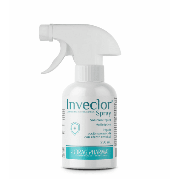 <strong>Inveclor</strong> Spray Antiséptico para Animales, Clorhexidina, Botella 250 ml