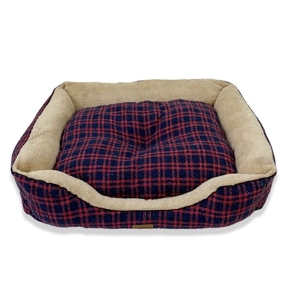 <strong>Kimba Pets</strong> Eco Cama Andes, Cama Antiestrés para Perros y Gatos, Escocés Azul/Rojo, Tallas S-L - Imagen 2