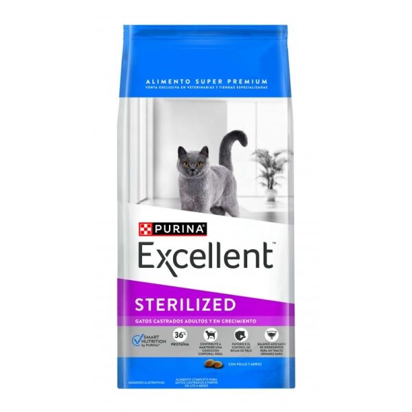 <strong>Purina Excellent</strong> Alimento Seco para Gatos Adultos Esterilizados, Cuidado Tracto Urinario y Bolas de Pelo, bolsa de 1-7,5 kg