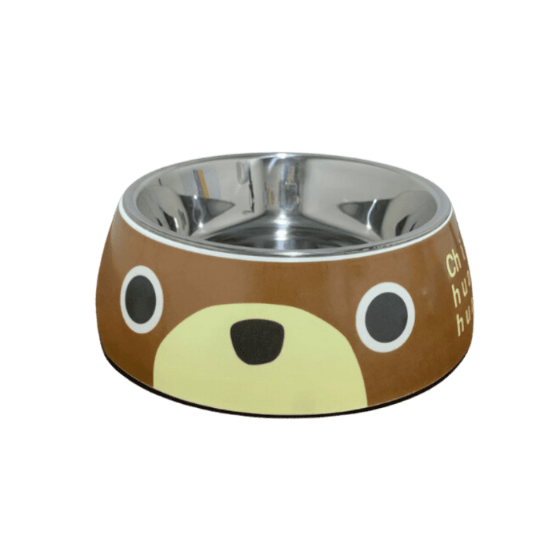 <strong>Marben Pets</strong> Plato de Melamina con Acero Inoxidable para Perros, Capacidad 700 ml, Color Café