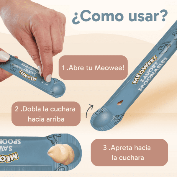 <strong>Meowee!</strong> Savory Spoonables Snack Húmedo para Gatos con Cuchara, Pollo Salmón Pato Real, Tubo Exprimible, 4 unidades - Imagen 3