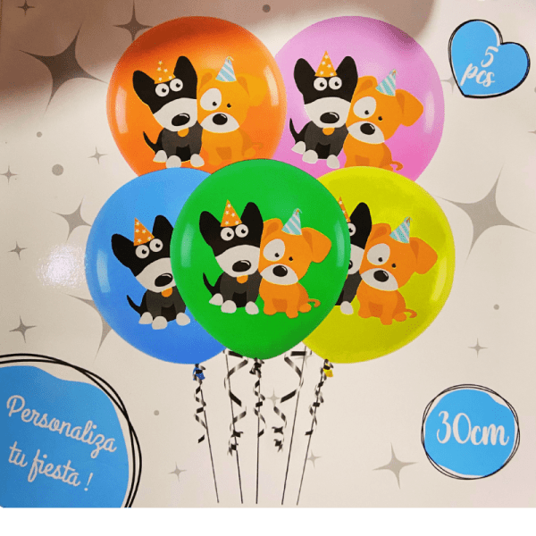 <strong>Mr Party</strong> Globos de Látex con Diseño de Perros, 30 cm, 5 unidades - Imagen 2