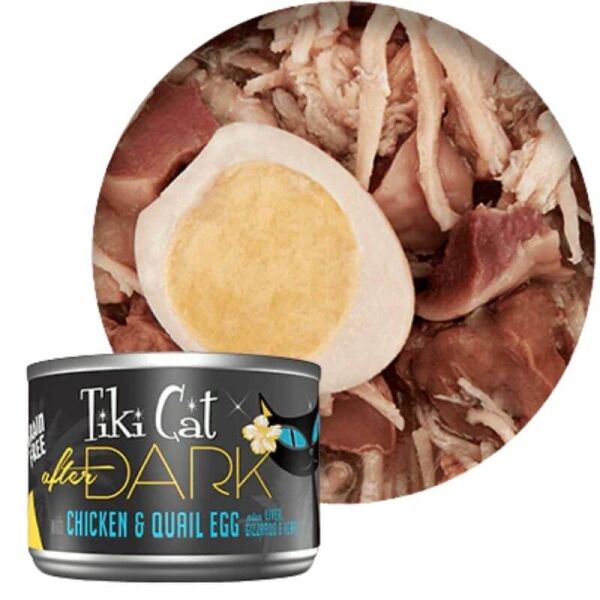 <strong>Tiki Cat</strong> After Dark Chicken & Quail Egg, Alimento Húmedo para Gatos, Pollo y Huevo de Codorniz , lata de 80 gr - Imagen 2