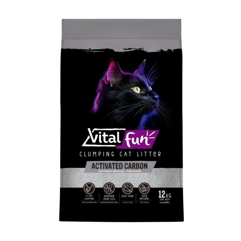 <strong>Vitalfun</strong> Arena Sanitaria Aglomerante con Carbón Activo para Gatos, 12 kg