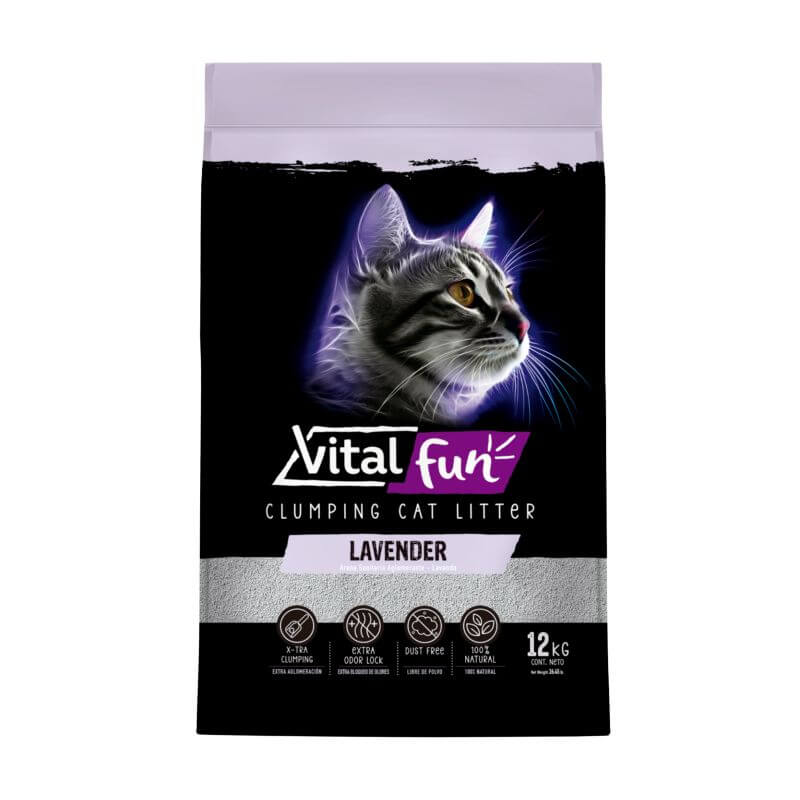 <strong>Vitalfun</strong> Arena Sanitaria Aglomerante con Aroma a Lavanda para Gatos, 12 kg