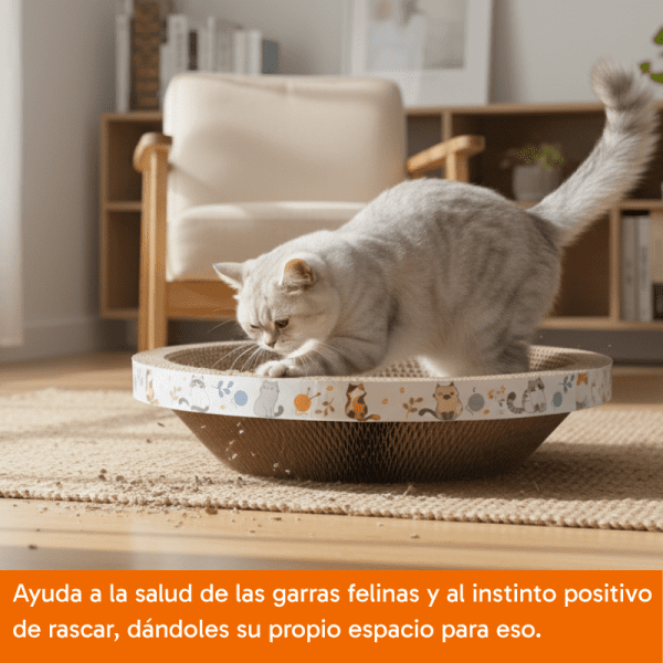 <strong>Guau!</strong> Rascador de Cartón para Gatos Circular, Con Catnip, Café con Diseños, 55 cm - Imagen 3